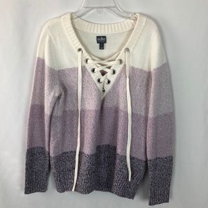 3 for $25 - Soho jeans lace up color block sweater